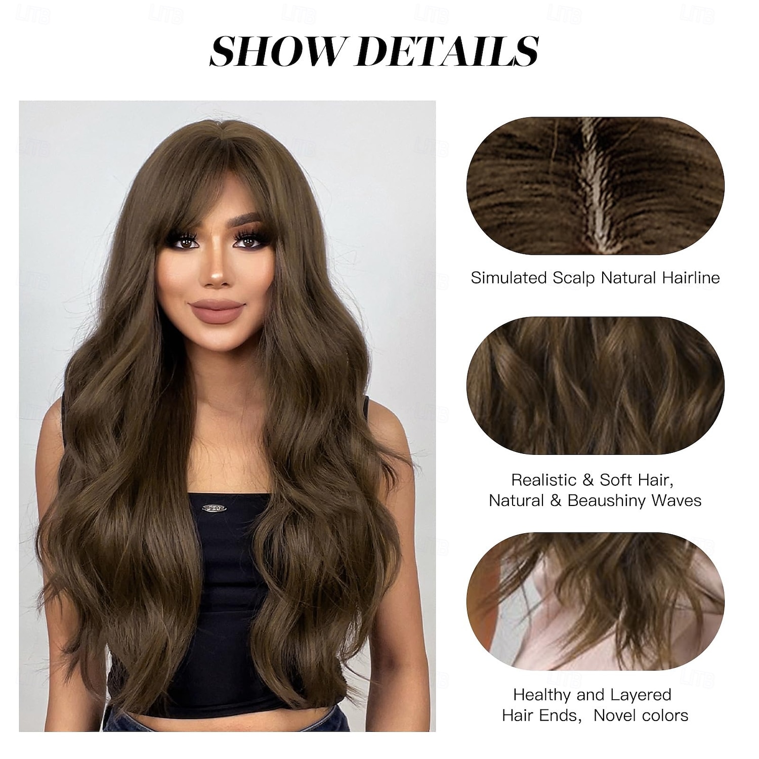 Long Wig with Bangs Wavy Wigs for Women Synthetic Hair Wig for Daily Party Use 2025 - $19.99 –P6