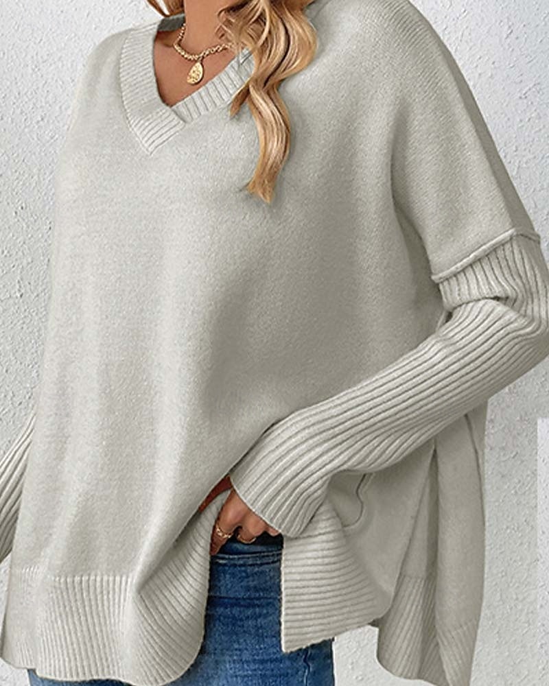 Femme Pull Chandail Elégant Mode du quotidien Couleur unie Col V Tricoté manche longue Hauts longs Tricoter Travail Noir Jaune Automne Hiver de 2025 ? $37.99 –P8
