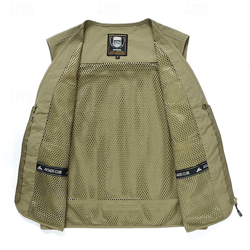 Herr Väst Gilet Fiskeväst Vandringsväst Dagligen Datum Semester Mode Ledigt Vår & sommar Ficka Nylon Andningsfunktion Bekväm Slät Dragkedja V-hals Normal Svart Rubinrött Marinblå Kungsblå Väst 2025 - $35.99 –P11