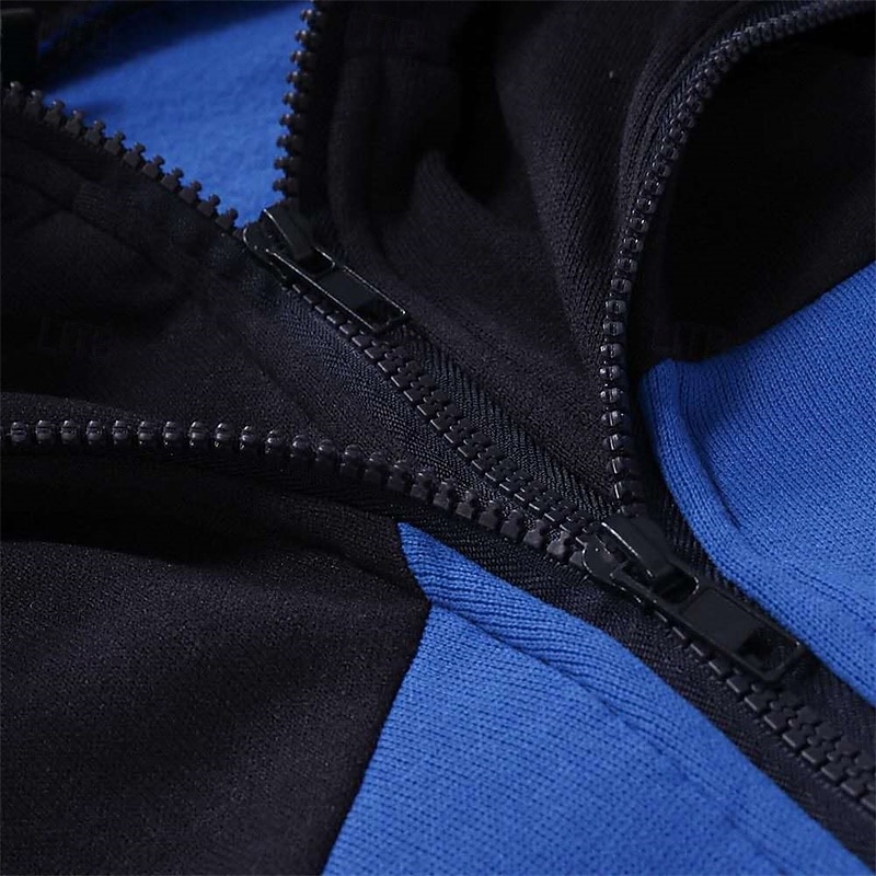 Herren Vollreißverschluss-Kapuzensweatshirt Reißverschluss Kapuzensweatshirt Fleece Kapuzensweatshirt Weiß Rote Blau Grau Mit Kapuze Farbblock Reißverschluss Patchwork Tasche Sport & Outdoor Täglich 2026 - $24.99 –P9