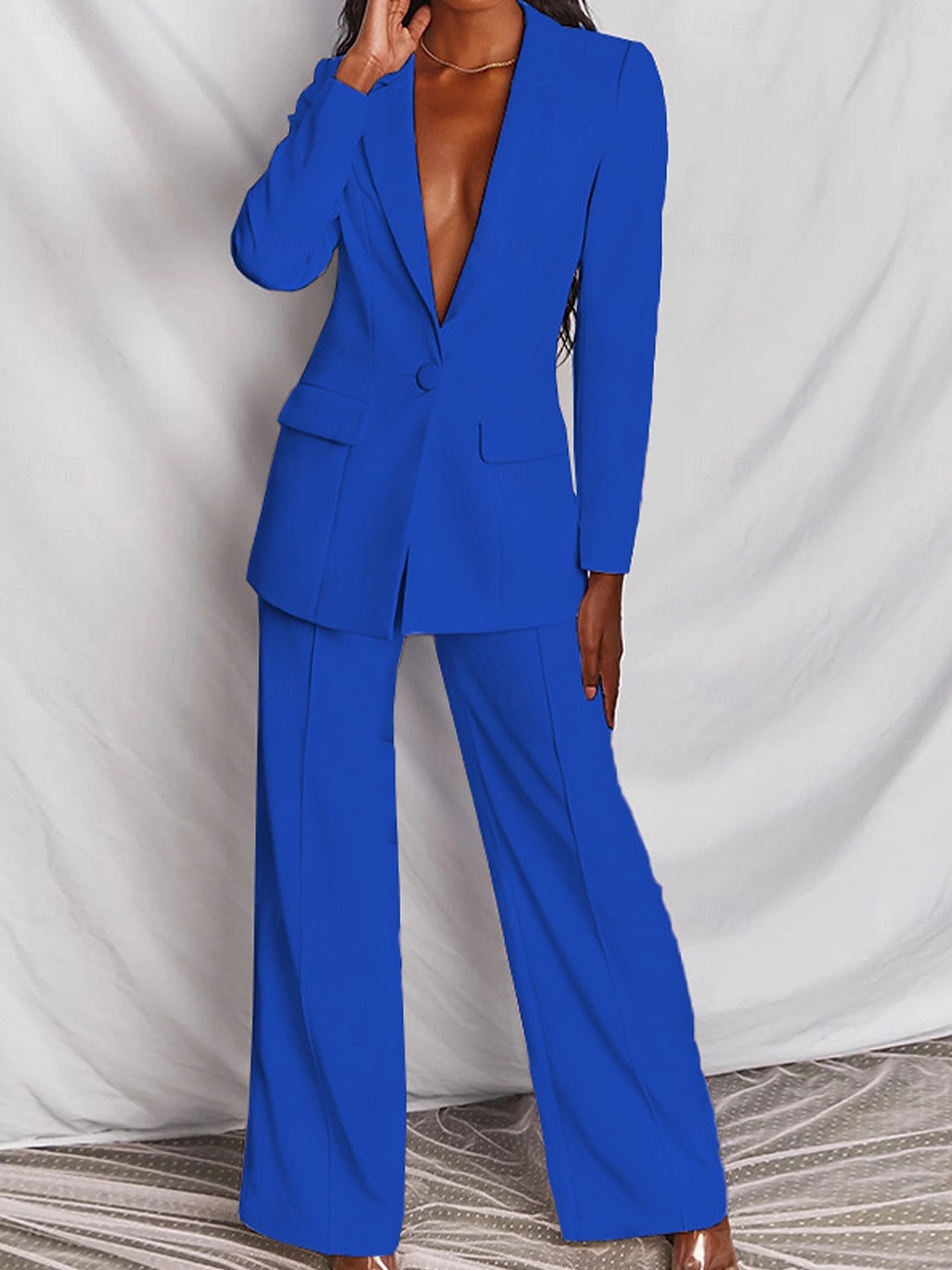 Damen Elegant Modisch Ausgefallene Hosen-Sets Hose mit weitem Bein Langarm Fallendes Revers Feste Farbe Formal Arbeit Schwarz Gelb Rosa Frühling Regular Fit 2025 - $49.99 –P11