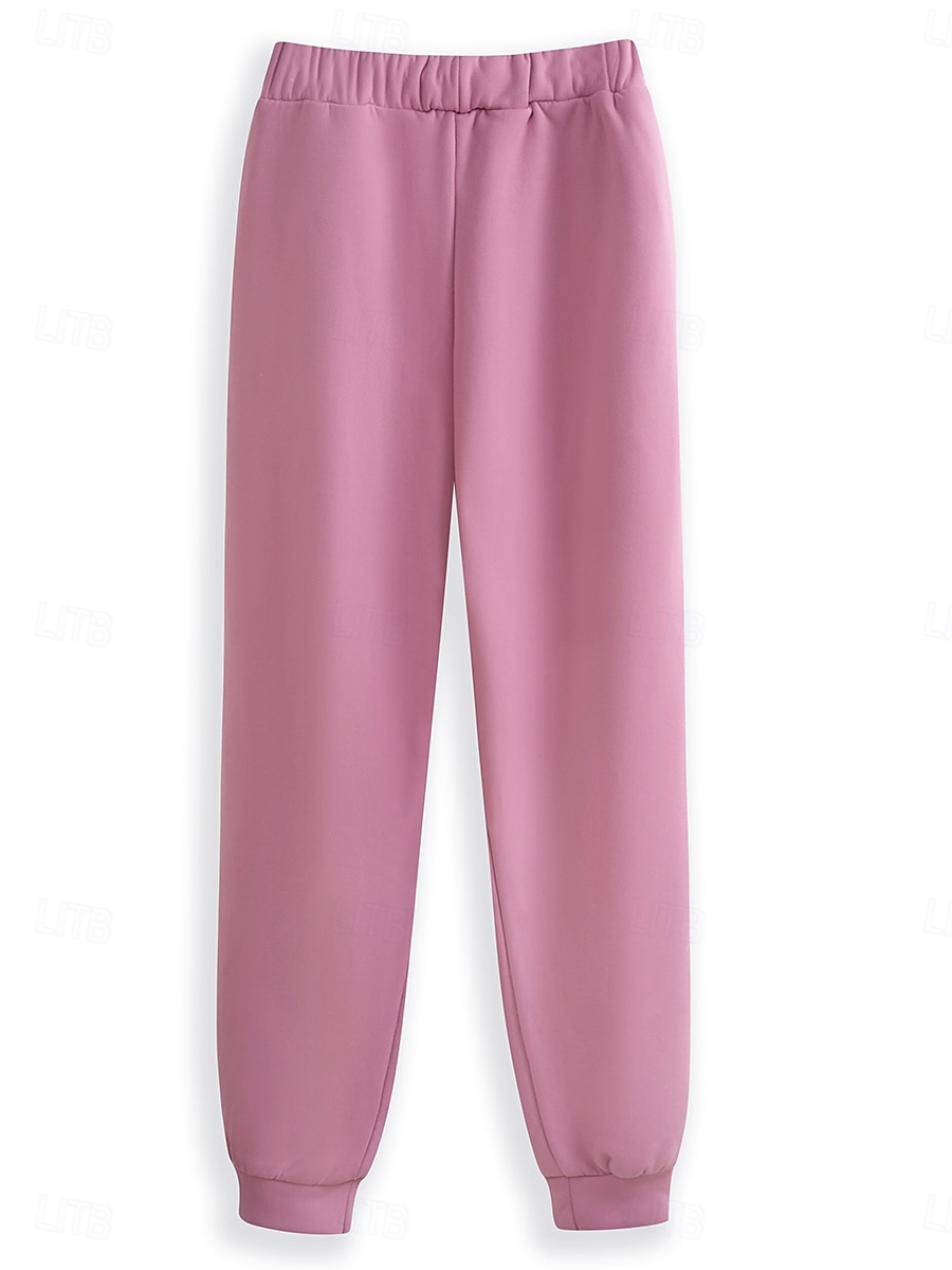 Damen Pyjamas Set Fleece-Futter Elegant Warm Mode Zwei-Teile Sets Trainingsanzug Hosen Sets Langarm Bischof Ärmel Rundhals Grafik Buchstabe Druck Outdoor Urlaub Alltaglich Schwarz Pink Dunkel Pink 2025 - $41.99 –P3
