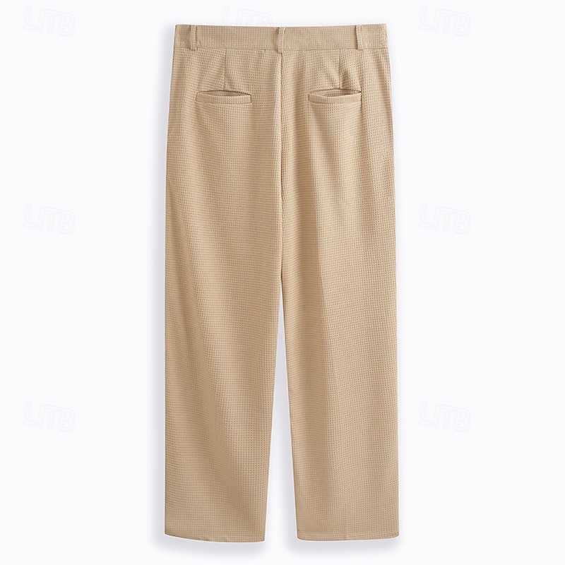 Voor heren Pakken Broek broek Kostuumbroek Wafel broek Knop Voorvak Recht been Effen Comfort liiketoiminta Dagelijks Feestdagen Modieus Chique en modern Zwart Wit 2025 - $29.99 –P2