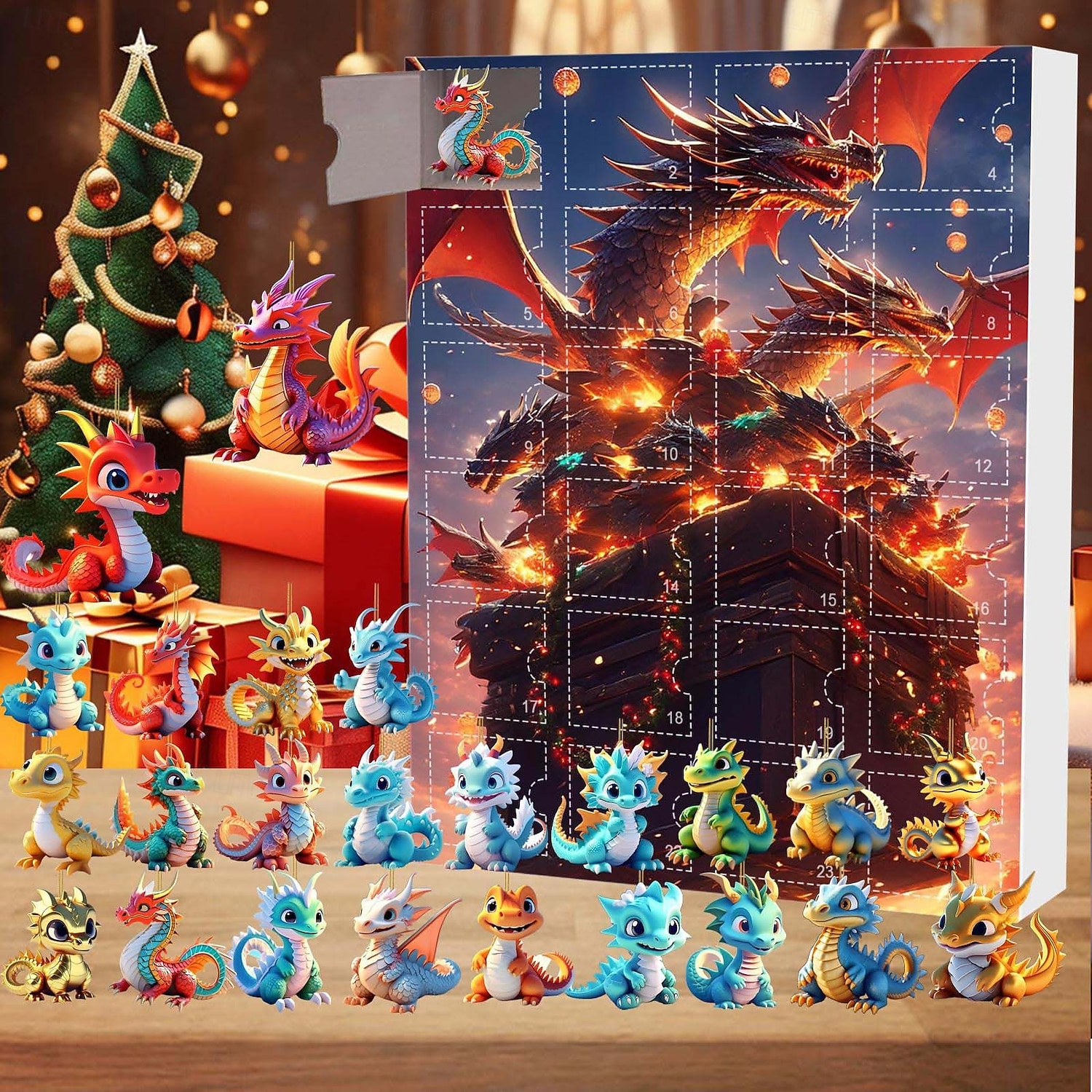 Christmas Advent Calendar Ornaments,2D Acrylic Cute Dragon Baby 24pcs Christmas Ornament Kit Gift 24 Days Countdown Mini Hanging Tree Xmas Ornaments for Christmas Party Decorations 2025 - $19.99 –P1