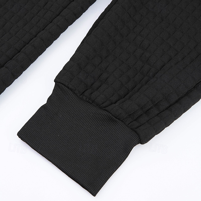 Men's Sweatpants Joggers Trousers Waffle Pants Pocket Drawstring Elastic Waist Plain Comfort Warm Full Length Outdoor Daily Running Fashion Casual / Sporty Black Navy Blue 2025 - $18.99 –P7