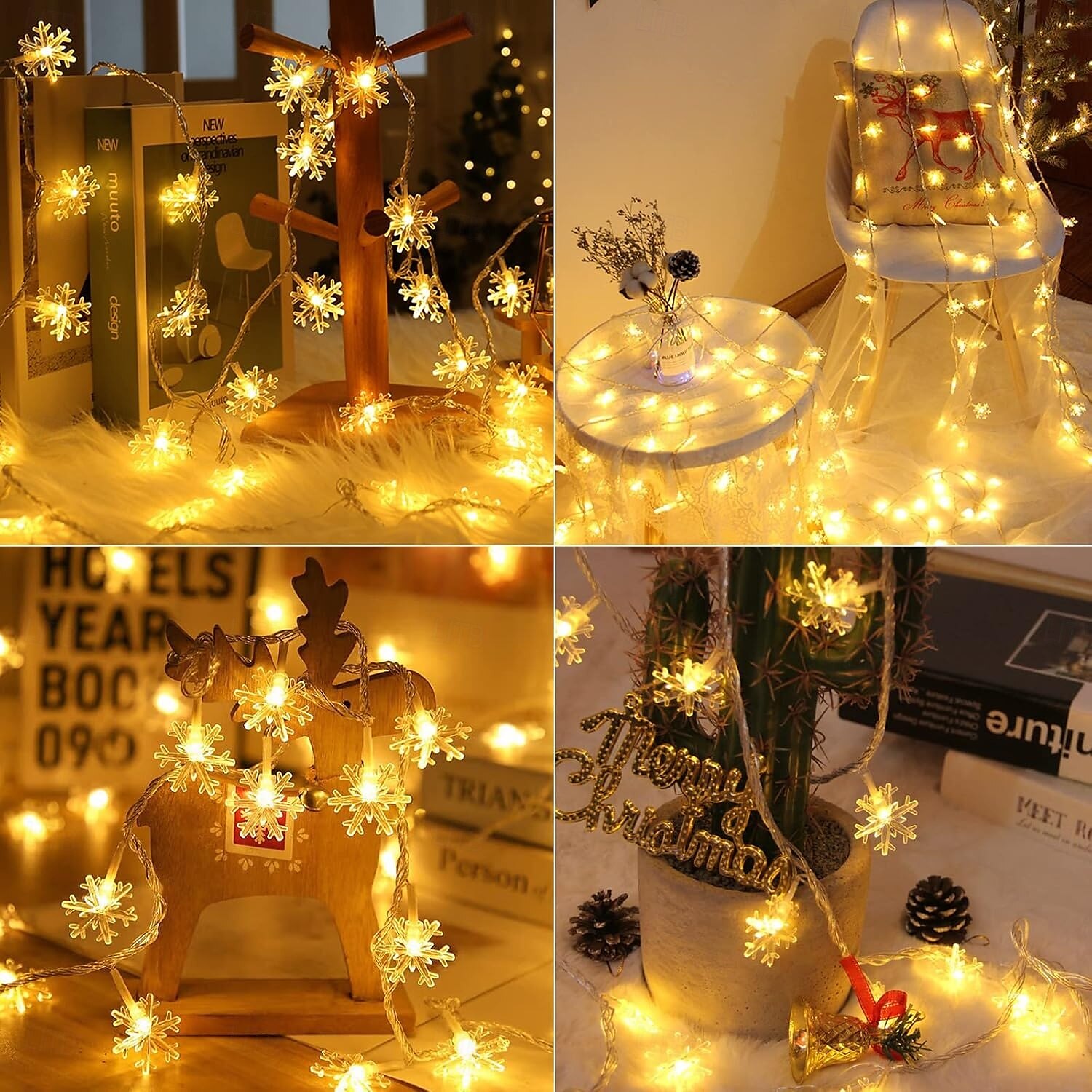 decor de Crăciun lumini fulgi de zăpadă zână șir lumini baterie/alimentat prin usb 10/20/40 led Crăciun Anul Nou petrecere vacanță acasă grădină balcon decor copac 2025 - $7.99 –P12
