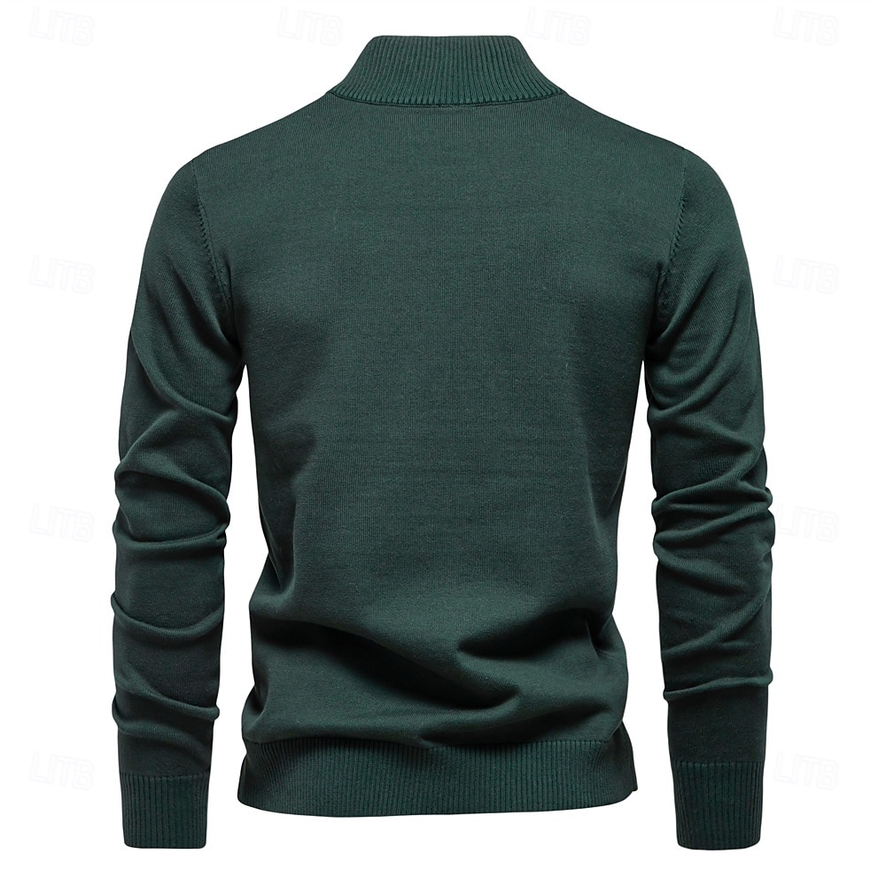 Mens Quarter Zip Cotton Pullover Sweaters Solid Color Casual Social Knit Mock Neck Polo Sweaters for Men 2025 - $37.99 –P2