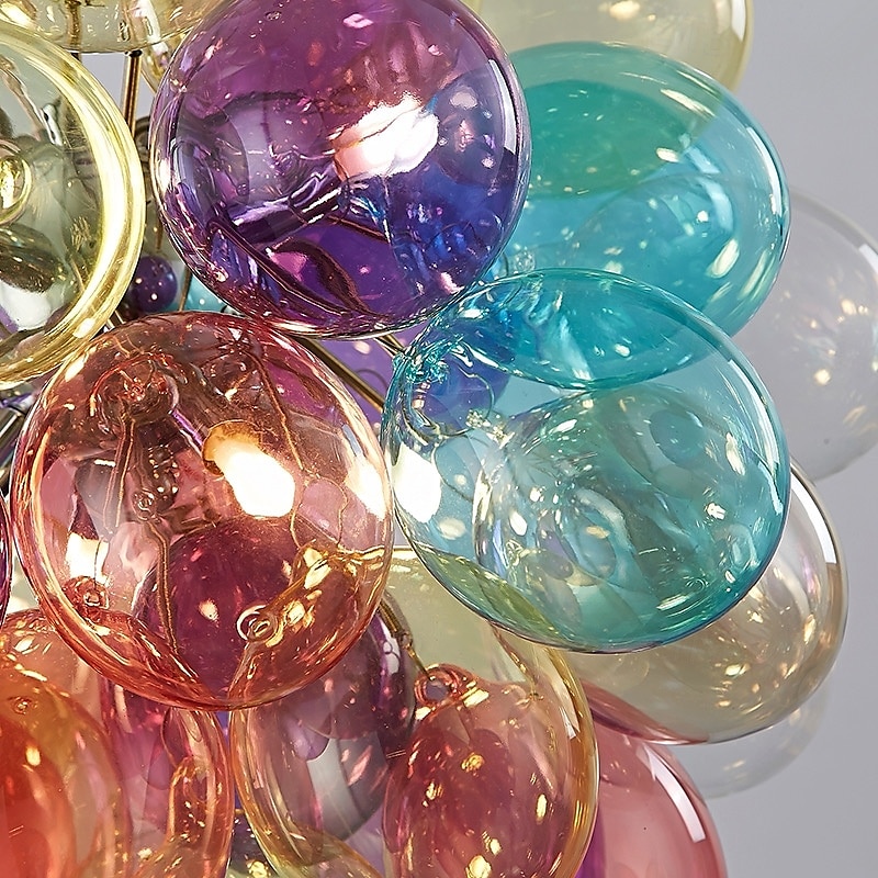 Suspension LED blanc chaud 3/5/8 lumières design moderne Spoutnik G9 globe en verre coloré abat-jour en verre lustre câble réglable plafonnier pour îlot de cuisine chambre à coucher boules à bulles de 2025 ? $449.99 –P4