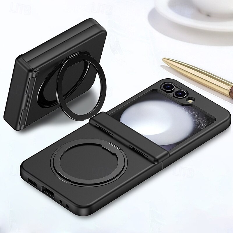 Phone Case For Samsung Galaxy Z Flip 7 Z Flip 6 Z Flip 5 Z Flip 4 Z Flip 3 Back Cover with Stand Holder Magnetic Support Wireless Charging Retro TPU PC 2025 - $24.99 –P13