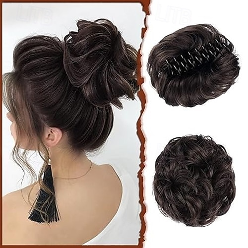 Chignon Chignon Con clip Capelli sintetici Pezzo di capelli Estensione capelli Ondulato Feste Giornaliero Da tutti i giorni Marrone Medio Castano Castano dorato del 2025 a $7.99 –P2