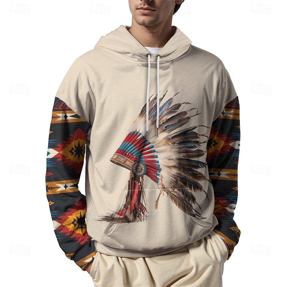 Herren Grafik Blumenmuster Indianer Kapuzensweatshirt Kapuzenshirts Pullover Urlaub Täglich Klassisch Lässig Langarm Mit Kapuze Urlaub Sport im Freien Ausgehen Streetwear Hellbraun Drucken Winter 2026 - $31.99 –P7