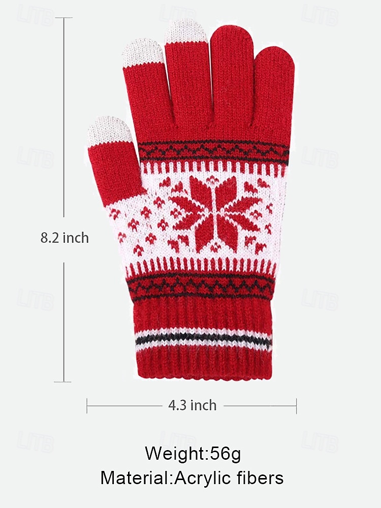 зимние вязаные перчатки с рисунком «Рождественская снежинка» — теплые и уютные красные праздничные перчатки для женщин и мужчин — идеально подходят для холодной погоды и праздничных нарядов 2026 - $7.99 –P7