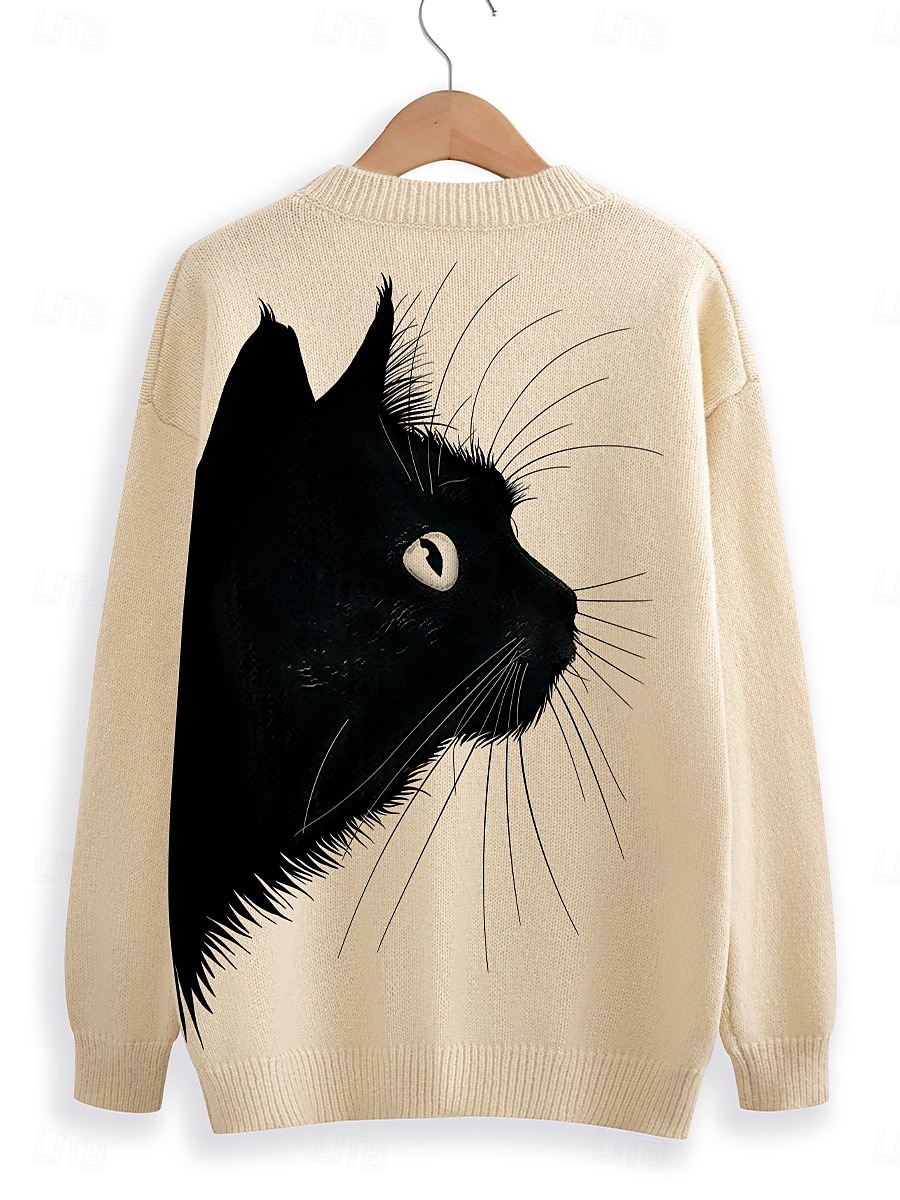 Femme Pull Chandail du quotidien Graphic Col Ras du Cou Imprimer manche longue Hauts réguliers Tricoter Formel Fin de semaine Rose Claire Violet Automne Hiver de 2025 ? $12.99 –P10