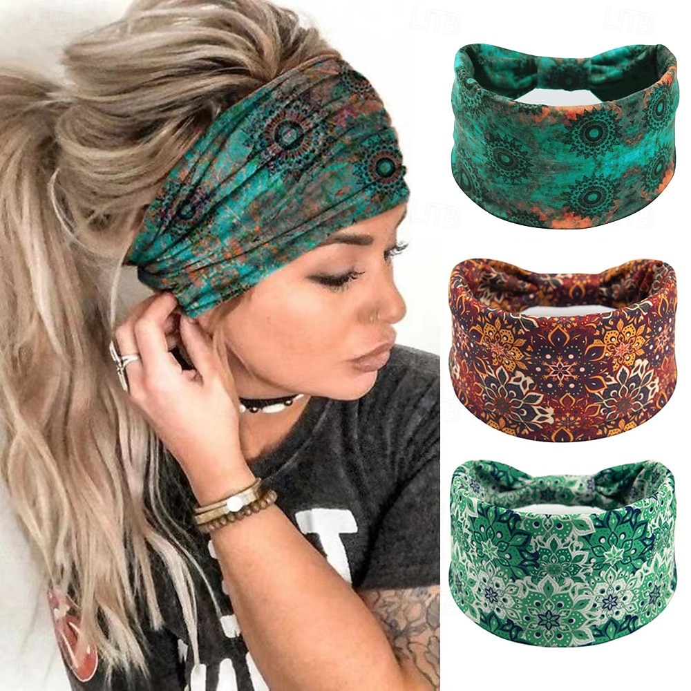Diademas anchas para mujer, turbante con nudo de color sólido, diademas grandes de estilo bohemio, envolturas para el cabello de moda para yoga, correr &deportivo, elegante &estilo sencillo 2026 - $13.49 –P1