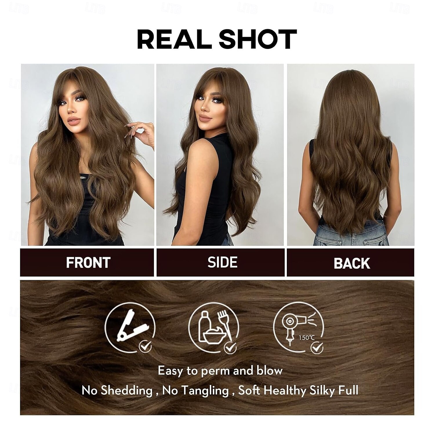 Long Wig with Bangs Wavy Wigs for Women Synthetic Hair Wig for Daily Party Use 2025 - $19.99 –P8