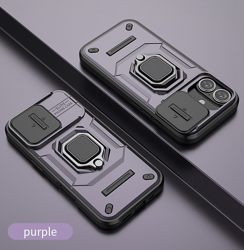 Phone Case For iPhone 16 Pro Max iPhone 15 Pro Max iPhone 14 Pro Max iPhone 13 Pro Max Back Cover Ring Holder Shockproof TPU PC Metal 2025 - $14.99 –P16