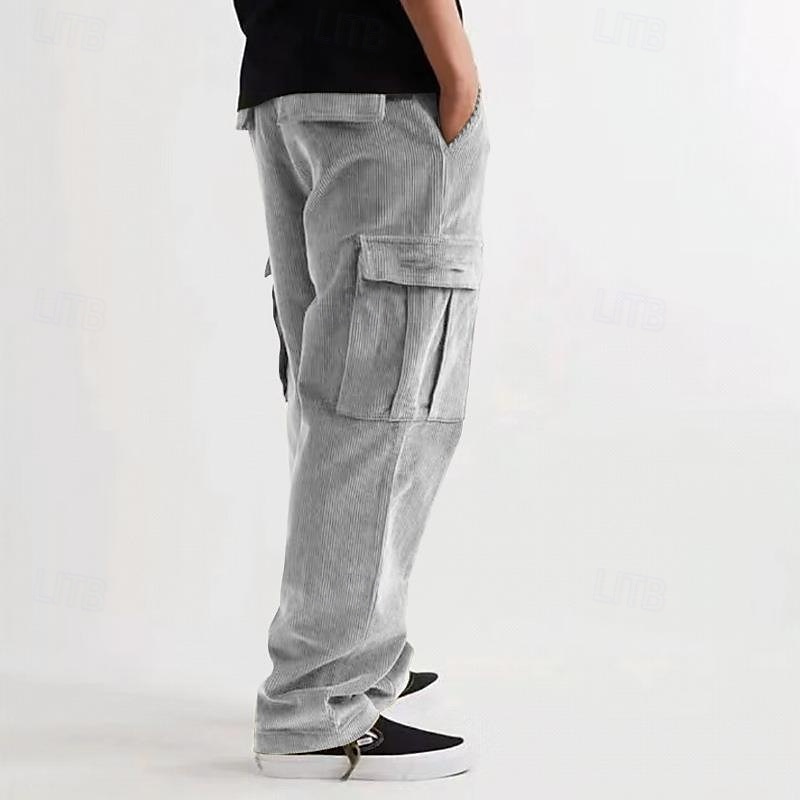 2025年 男性用 スウェットパンツ コーデュロイパンツ ズボン カーゴスウェットパンツ ポケット ドローストリング 弾性ウエスト 平織り 履き心地よい スポーツ・アウトドア 日常 ファッション カジュアル アーミーグリーン ブラック マイクロエラスティック  コレクション – $26.99 –P9