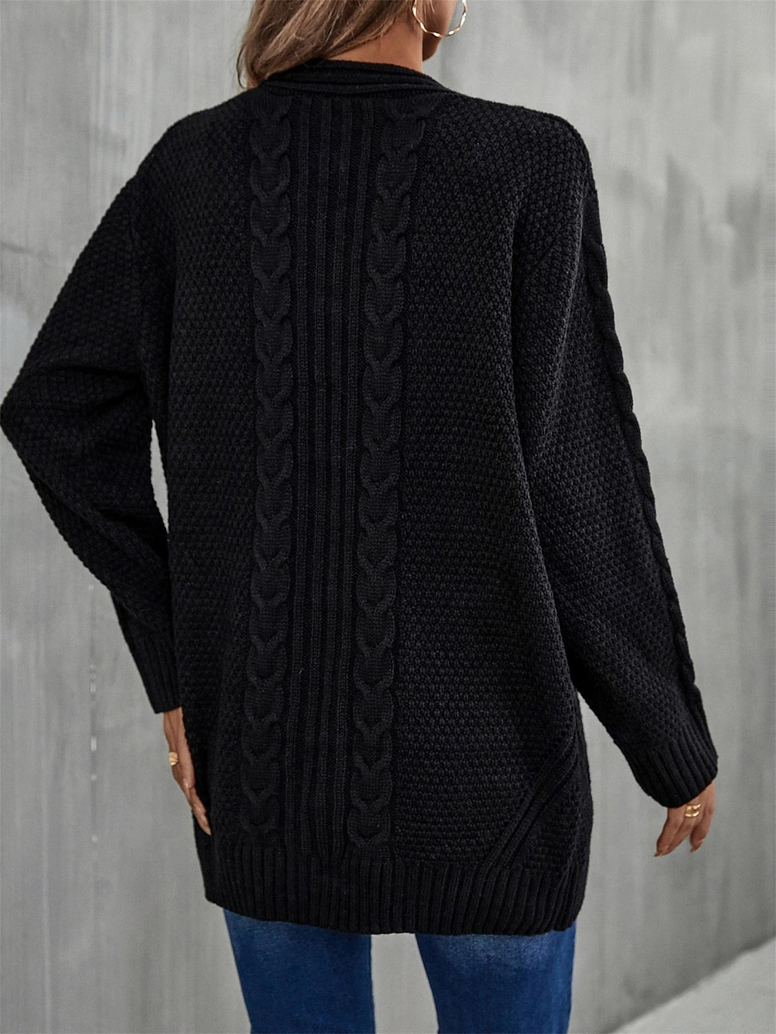 Damen Pullover Modisch Täglich Brautkleider schlicht Graphic Bedruckt Öffnung vorne Strick Textur Langarm Lange Oberteile Stricken Heim Arbeit Schwarz Rosa Herbst Winter 2025 - $62.99 –P12