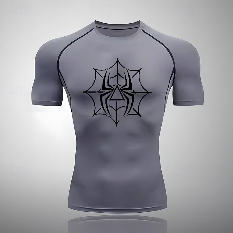 Муж. Компрессионная футболка Спортивная рубашка Фитнес-рубашка С короткими рукавами Футболка Футболка Повседневные Одежда для спорта и отдыха Лето Пауки Быстровысыхающий Мягкий Дышащий 2026 - $15.49 –P8