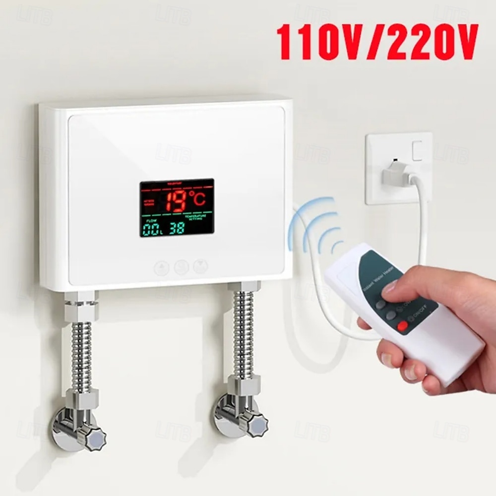 Průtokový ohřívač vody 110v/220v 3000w nástěnné elektrické ohřívače pro koupelnové teplovodní sprchy a vytápění domácí kuchyně bílá 2025 - $71.99 –P1