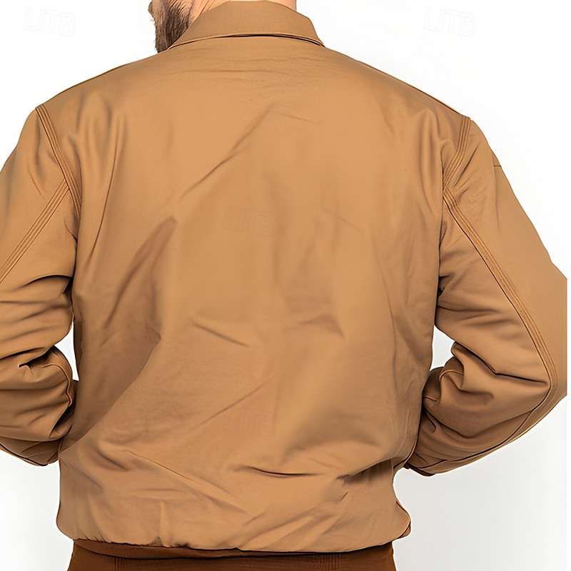 Męskie Koszula kurtka Kurtka przejściowa Wyjściowe Větrovka Kieszeń Na każdy sezon Równina Codzienny Klapa Regularny Czarny Khaki Kurtki 2025 - $54.99 –P3