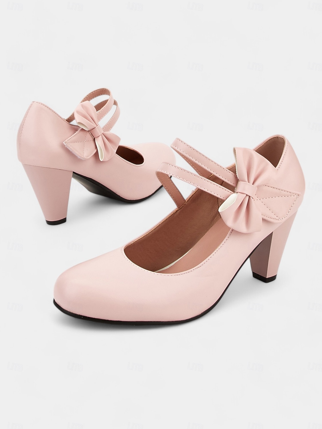 pantofi de damă cu bowknot roz cu toc mijlociu - pantofi de rochie drăguți în stil mary jane pentru petreceri, cosplay și ținute de inspirație vintage 2025 - $46.99 –P4