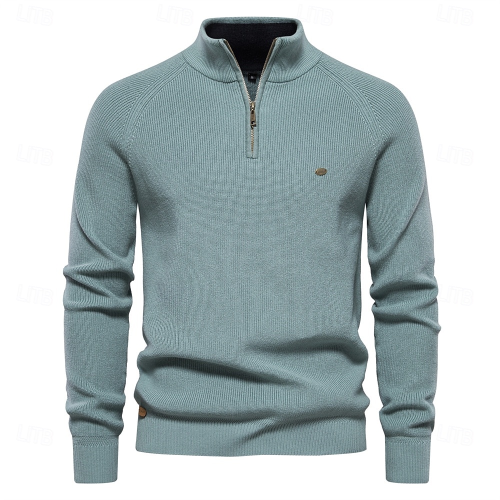 nouveaux cardigans à fermeture éclair en coton d'automne pour hommes mode décontracté social hommes pulls col haut chaud hiver pull tricoté hommes de 2025 ? $46.99 –P7