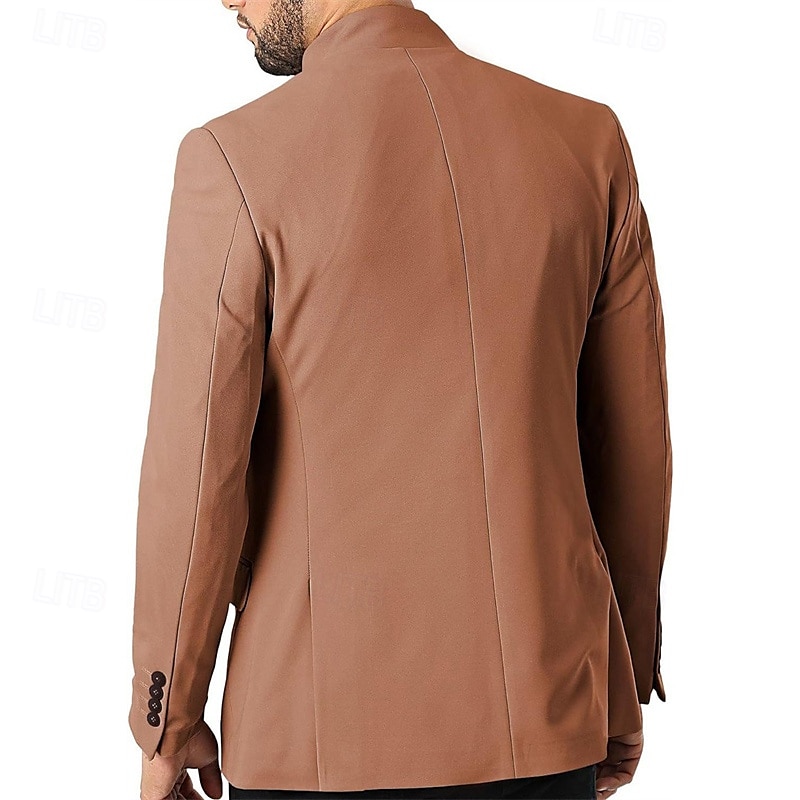 Herr Vardaglig jacka Kavaj Dagligen Semester Håller värmen Ficka Höst vinter Slät Vintage Mode Kinakrage Normal Svart Vit Vin Marinblå Jacka 2026 - $63.99 –P16