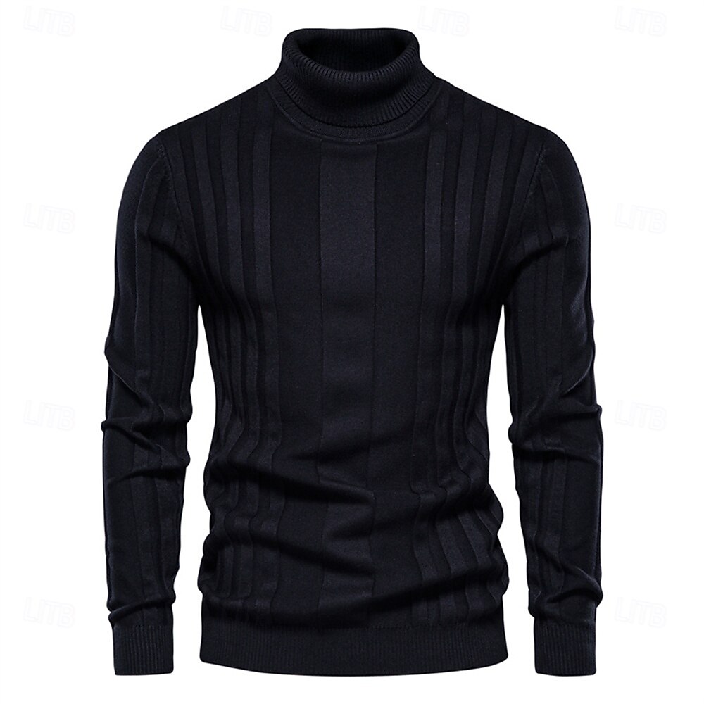 Männlich Rollkragenpulli Pullover Zur Seite fahren Stricken Standard Solide / einfarbig Rollkragen Brautkleider schlicht Casual Bekleidung Winter Herbst Winter Schwarz Gelb S M L 2025 - $32.99 –P6