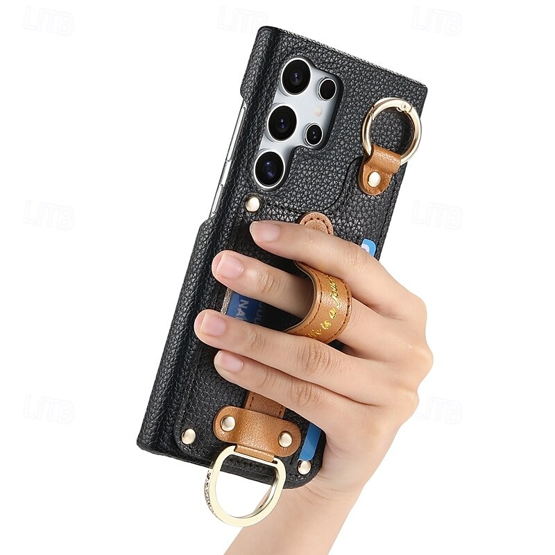 telefon Kılıf Na S24 Ultra S24 Plus S24 S23 S23 Ultra S23 Plus S22 S22 Ultra S22 Plus S21 Ultra Osłona tylna Z podpórką z paskiem na nadgarstek Gniazdo karty Retro TPU Skóra PU 2025 - $18.99 –P5