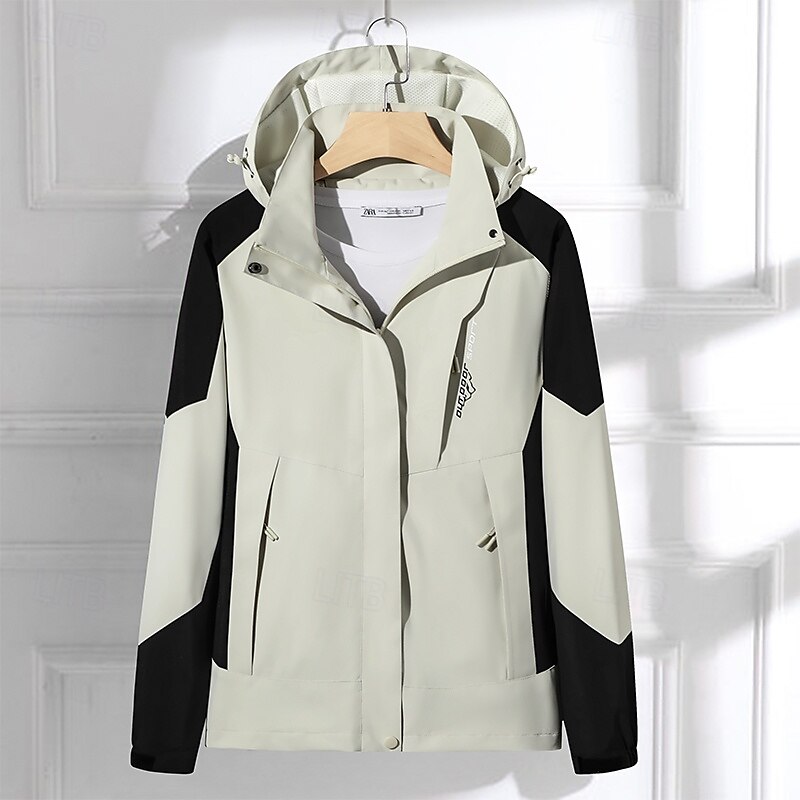 Men's Hoodie Jacket Outdoor Jacket Hiking Jacket Winter Outdoor Waterproof Breathable Soft Detachable Cap Jacket Full Length Visible Zipper Fishing Climbing Beach Dark Brown Dark Grey Navy Black Ivory 2025 - $48.99 –P4