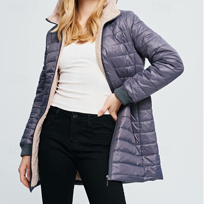 Dame Fleecejakke Fleece Vinter utendørs Varm Myk Bekvem Fleecejakker Hellengdes glidelås Camping / fotturer / grotting Reise Vintersport Svart Rød Navyblå Grønn Kakifarget 2025 - $35.99 –P5