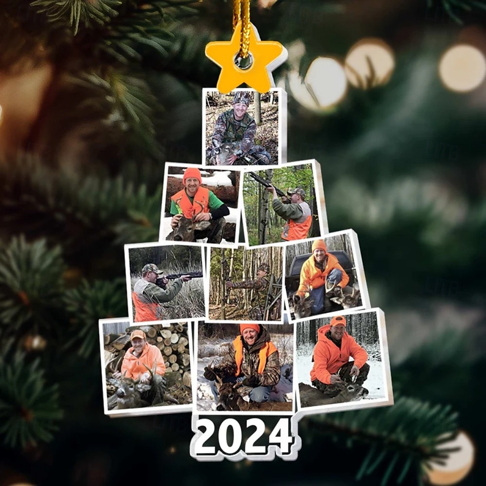 Enfeites de Natal da Árvore com Fotos de Caça Personalizados em Acrílico 2D Decoração em Moldura de Imagem Personalizada para a Árvore de Natal Presentes em Penduradores para Família e Amigos de 2025 por $15.99 –P5