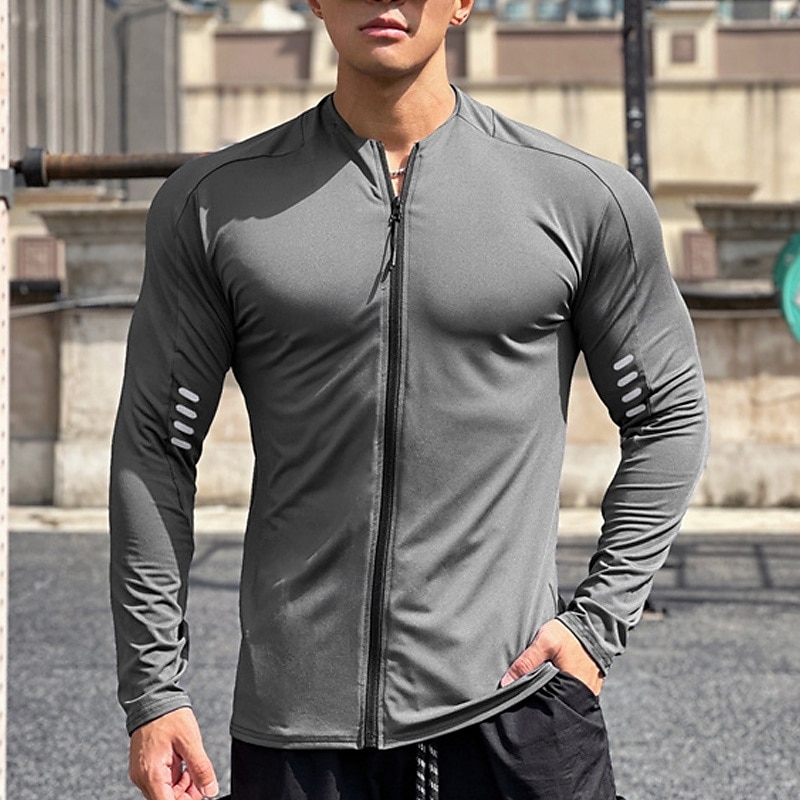 Per uomo Maglia Atletica Maglia da palestra Camicia fitness Camicia a compressione imbottita Zip intera Manica lunga Maglietta / Maglia Informale Athleisure Autunno Traspirante Asciugatura rapida del 2025 a $19.19 –P4