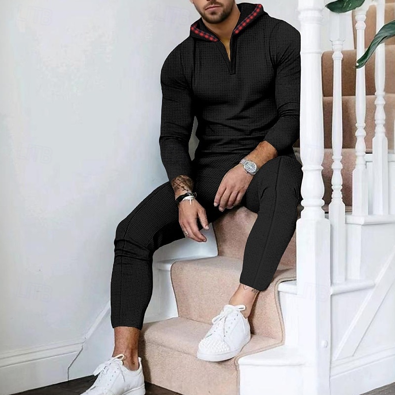 Hombre Sudadera Tracksuit Negro Blanco Azul Real Caqui Gris Con Capucha Plano 2 Piezas Deporte Diario Festivos Ropa de calle Básico Casual Primavera & Otoño Ropa Sudaderas con capucha Sudaderas 2026 - $50.99 –P4