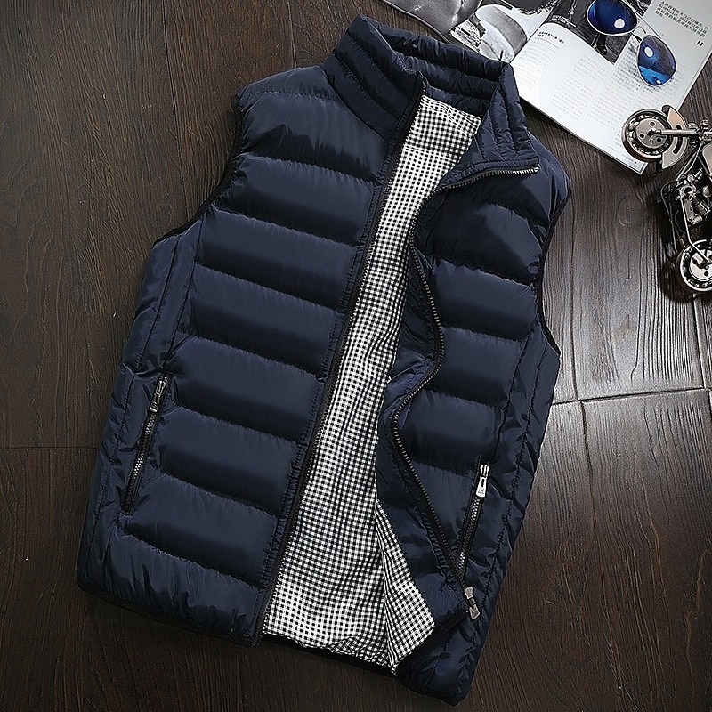 Herren Puffer Weste Weste Täglich Verabredung Urlaub Modisch Brautkleider schlicht Herbst Winter Tasche Polyester warm halten Komfortabel Glatt Gesteppt Reisverschluss Ständer Regular Fit Schwarz 2025 - $32.99 –P12