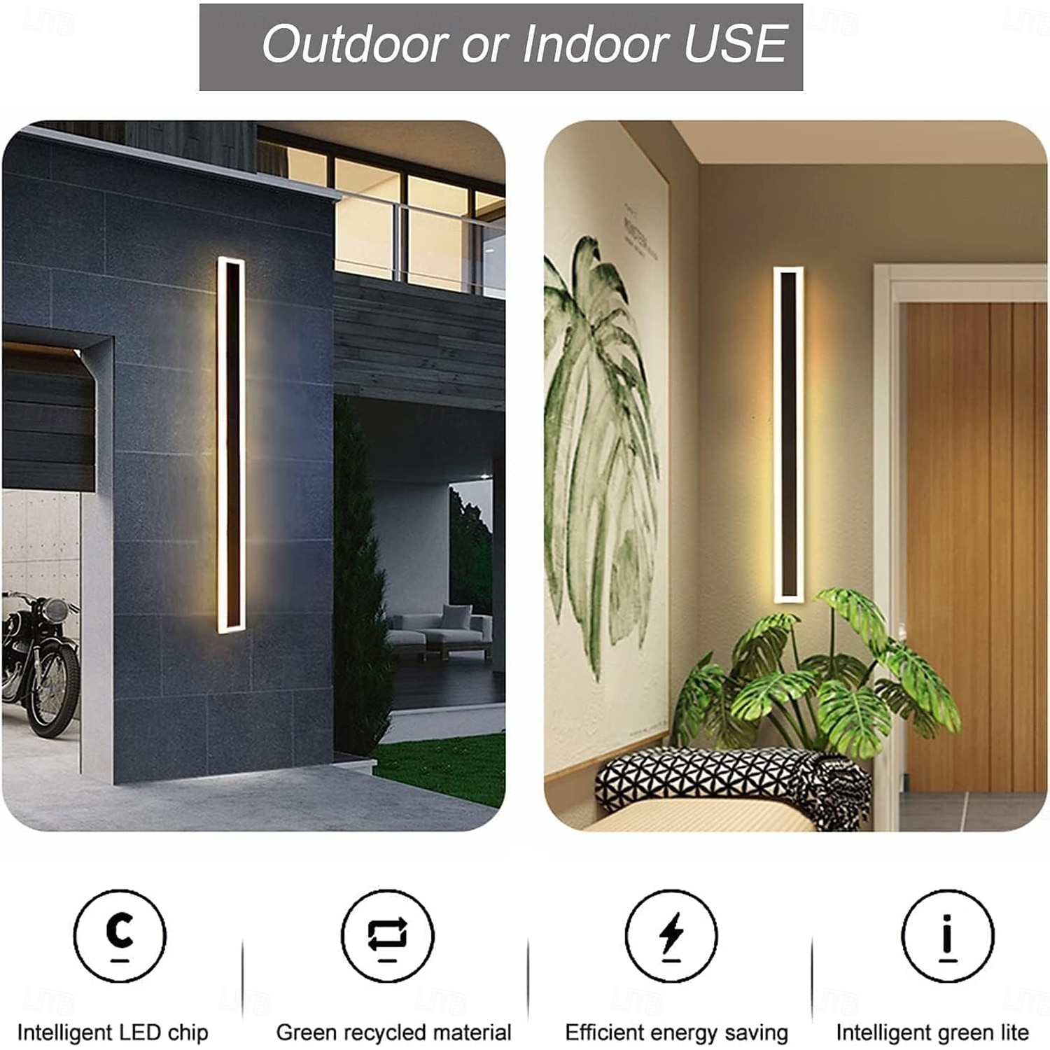 Modern Outdoor Waterproof LED Wall Sconce 15.7-70inch Color Light Optional IP65 Black Acrylic Wall Light Fixture Frosted Elegant Rust Proof AC85-265V 2025 - $49.99 –P2