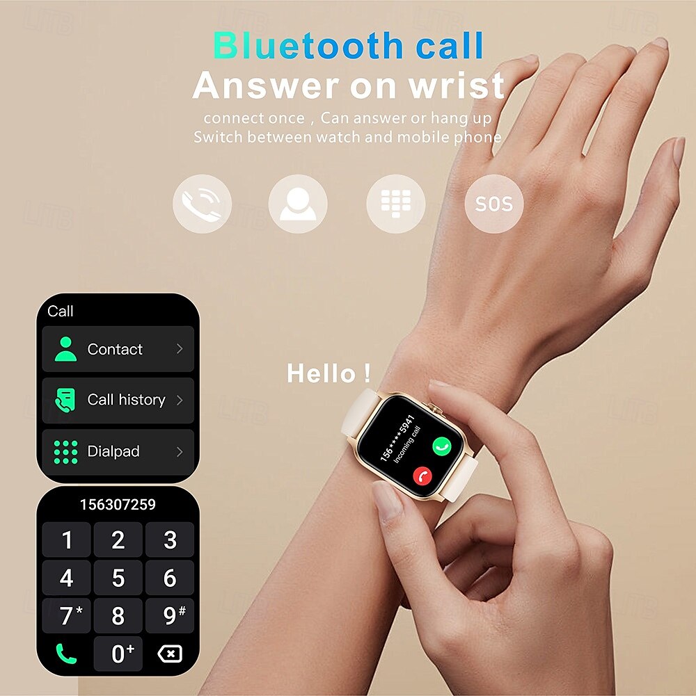 iMosi QX15 Slimme horloge 1.85 inch(es) Smart horloge Bluetooth Stappenteller Gespreksherinnering Activiteitentracker Compatibel met: Android iOS Dames Heren Handsfree bellen Waterbestendig 2025 - $36.19 –P4