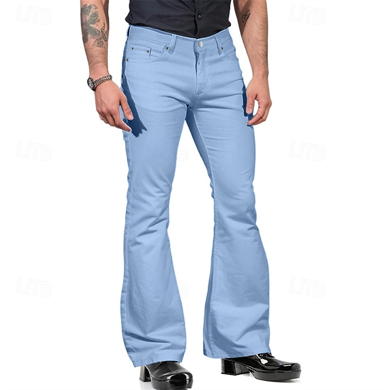 Herr Flared byxor Långbyxor Casual byxor Knappar Ficka Slät Komfort Utomhus Dagligen Mode Ledigt ArmyGreen Svart Microelastisk 2025 - $25.99 –P9