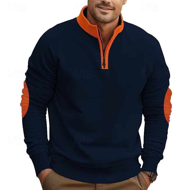 Men's Sweatshirt Quarter Zip Sweatshirt Black Navy Blue Khaki Light Grey Dark Gray Half Zip Plain Color Block Quarter Zip Daily Holiday Going out Streetwear Casual Fall Winter Clothing Apparel Hoodies 2025 - $28.99 –P6