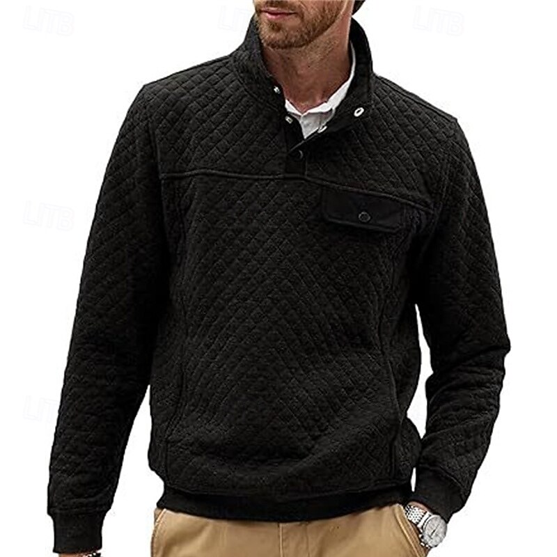 Hombre Sudadera Negro Blanco Verde Oscuro Gris Claro Gris Oscuro Cuello Mao Bloque de color Jacquard Retazos Bolsillo Estriado Deporte Diario Festivos Poliéster Texturizado Ropa de calle Básico Casual 2025 - $26.99 –P10