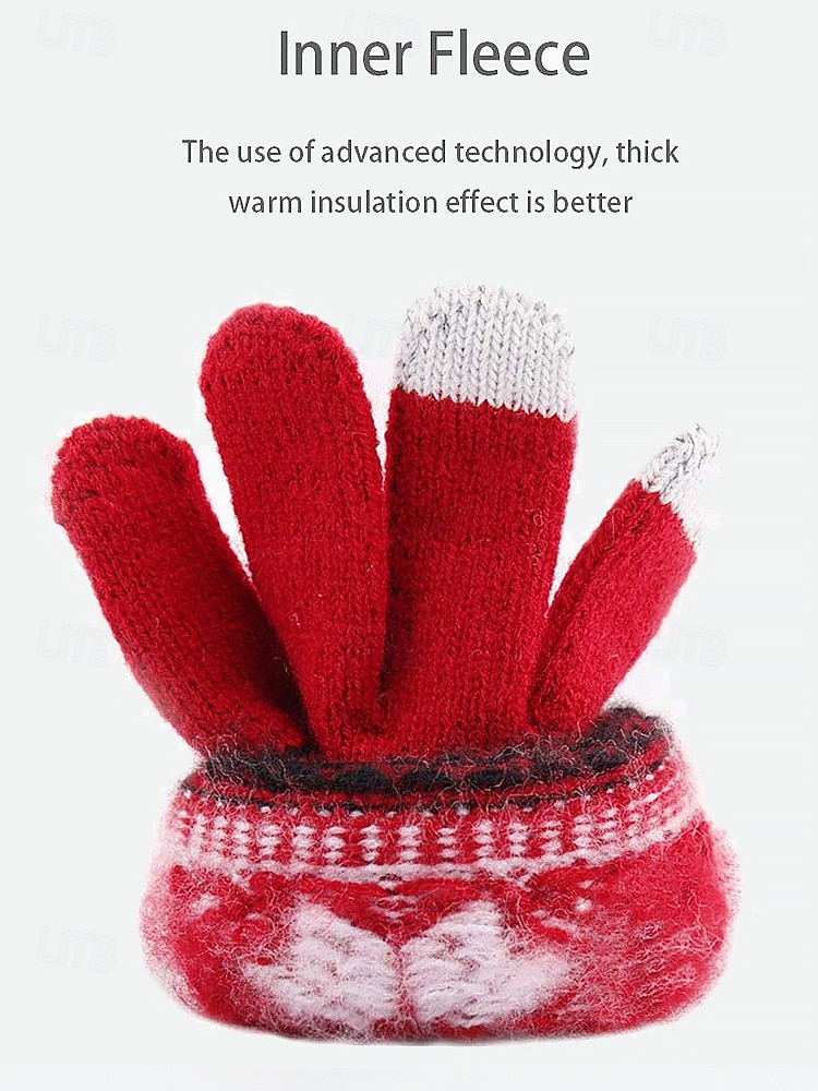 зимние вязаные перчатки с рисунком «Рождественская снежинка» — теплые и уютные красные праздничные перчатки для женщин и мужчин — идеально подходят для холодной погоды и праздничных нарядов 2026 - $7.99 –P5