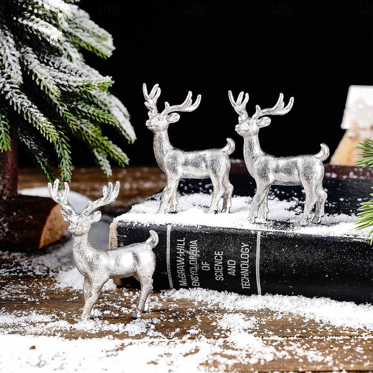 3 st mini julkonstfigurer i färgglada harts för inomhusdekorationer för julstämning och miniatyrlandskap 2025 - $12.04 –P10