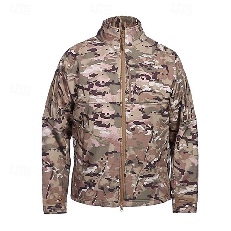 Herren Outdoorjacke Soft Shell Jacke Wanderjacke Winter Draussen Patchwork warm Fleece-Futter Wasserdicht Windundurchlässig Vliesjacken Warme taktische Jacke Voller Reißverschluss Klettern Camping 2025 - $56.99 –P11