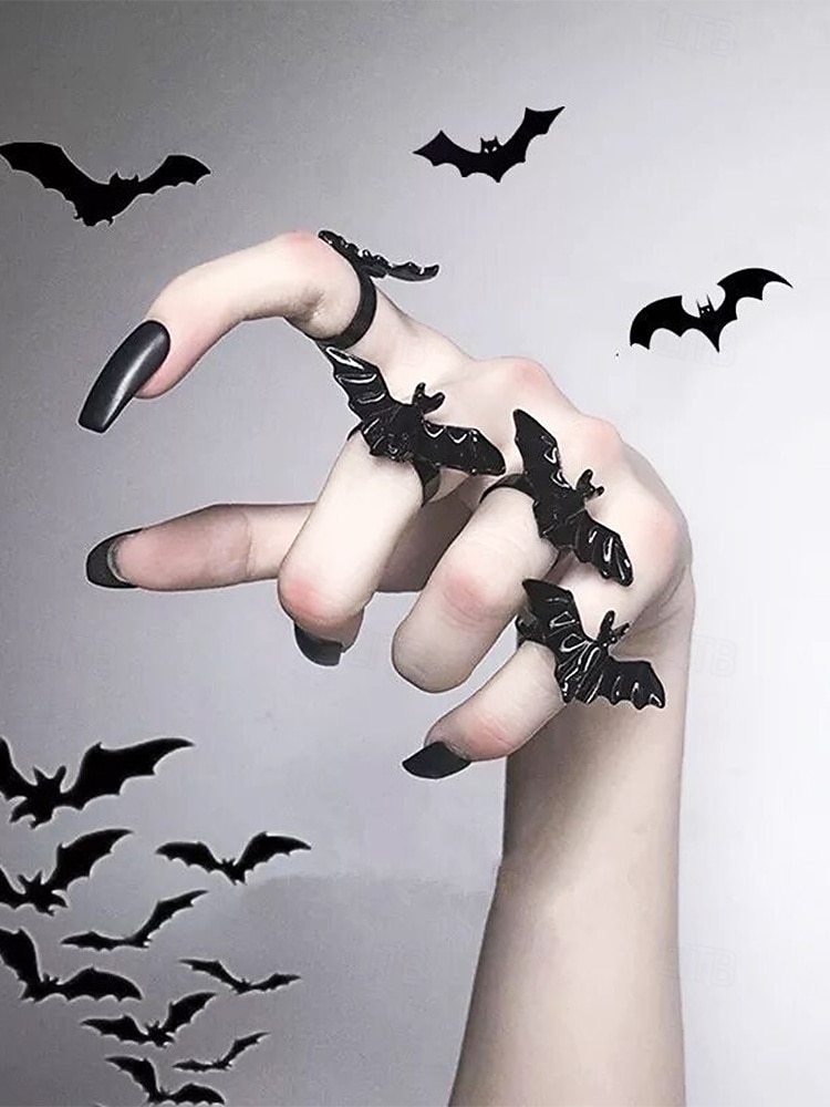 halloween svart flaggermus-ring – justerbar ring i gotisk stil for kvinner, perfekt for halloween-kostymer og cosplay 2025 - $7.99 –P1