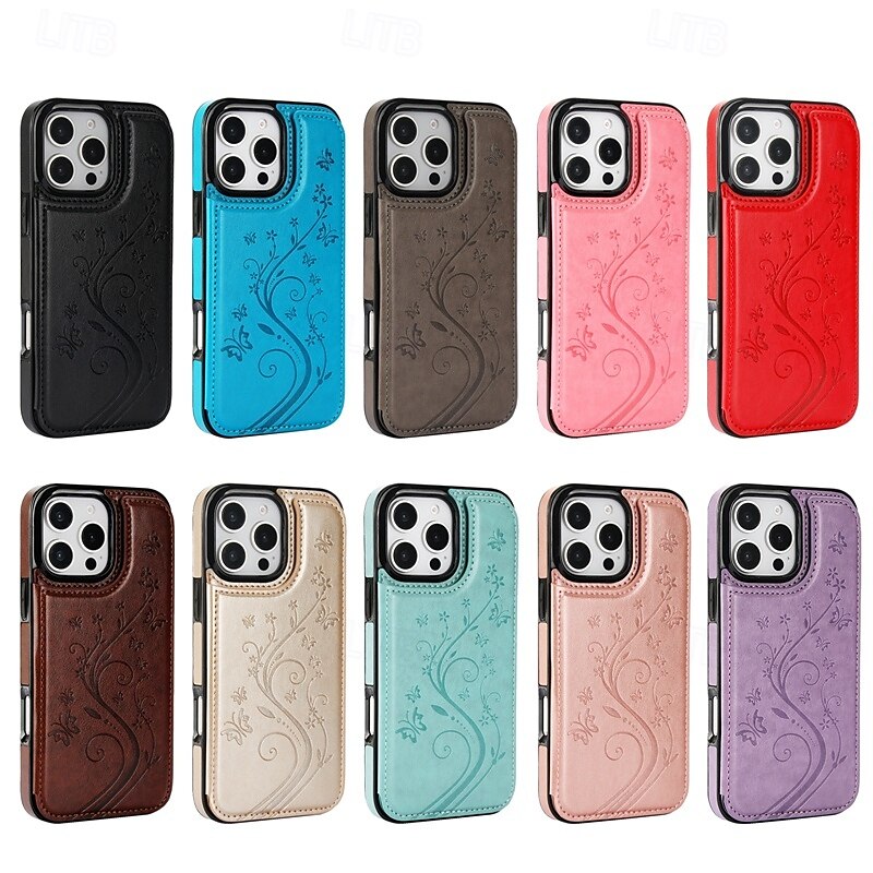 2025年 電話 ケース 用途 iPhone 16 Pro Max プラス iPhone 15 プロマックスプラス iPhone 14 13 12 11 Pro Max Plus Mini SE バックカバー スタンド付き カード挿入口 耐衝撃 レトロ風 TPU PUレザー コレクション – $18.99 –P1