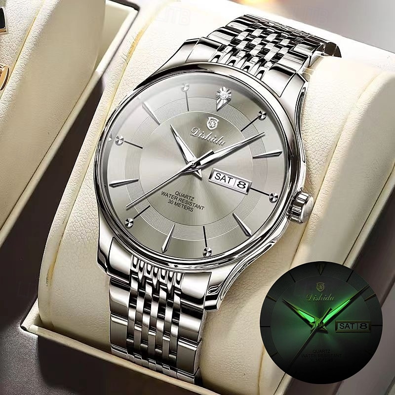 noua tendință de modă pentru bărbați cu calendar dublu ceas cu quartz luminos, simplu, versatil, timp liber, călătorie, sport, ceas pentru bărbați 2025 - $22.99 –P5