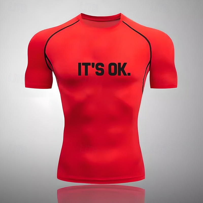 Men's Compression Shirt Athletic Shirt Gym Shirt Fitness Shirt Short Sleeve Tee Tshirt Casual Athleisure Breathable Quick Dry Soft Gym Workout Running Walking Sportswear Activewear Black White Red 2025 - $15.49 –P10