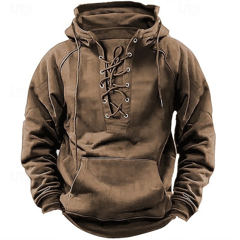 Pánská mikina s kapucí a stahovací šňůrkou černá růžová armádní zelená modrá khaki s kapucí bez kapsy vpředu sportovní outdoor denní sváteční streetwear základní ležérní podzim zima oblečení mikiny s kapucí 2025 - $30.99 –P3
