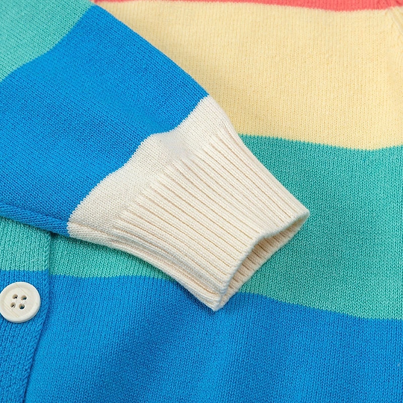 Bambino Da ragazza Ritorno a scuola Cardigan Arcobaleno Scuola Manica lunga Bottoni Giornaliero 4 anni + Autunno Multicolore del 2025 a $20.99 –P2